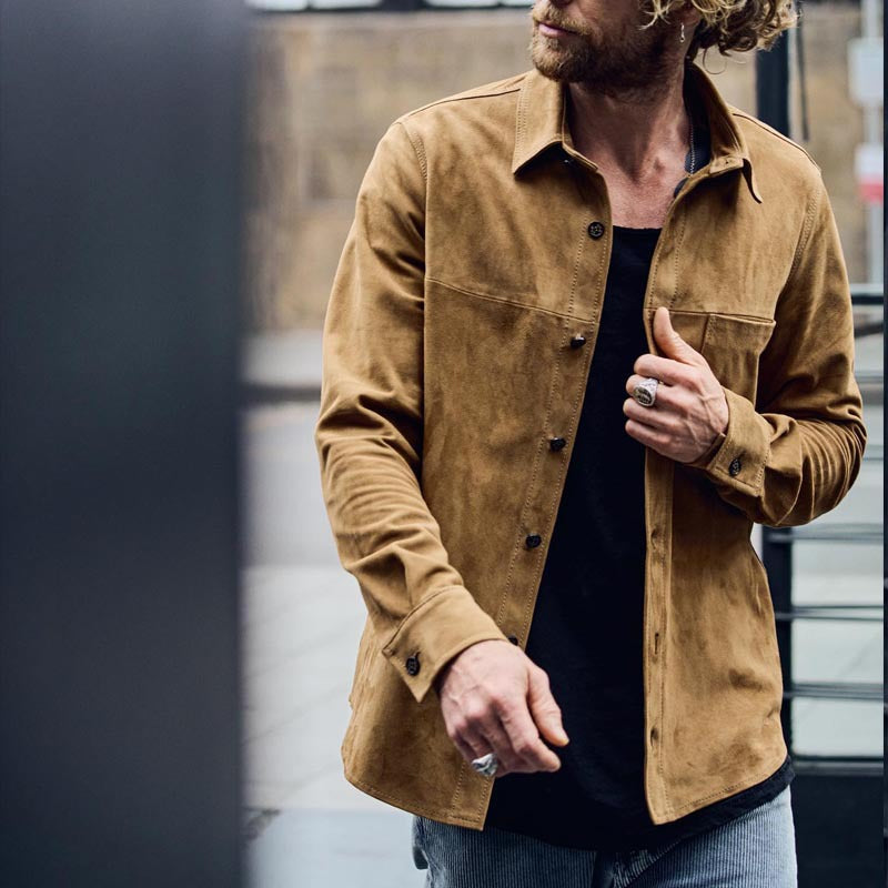 Aaron | Men’s Casual Shirt – Soft Cotton Blend – Relaxed Fit – Long Sleeve Retro Style - Image 3