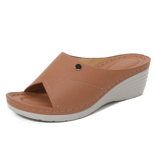 Aimee | Stylish Women’s Wedge Slide Sandals - Open Toe - Cushioned Comfort - Image 1