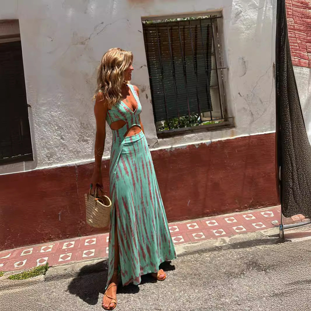 Jamie | Bold Print Maxi Dress with Cut-Outs and Slit - Image 3