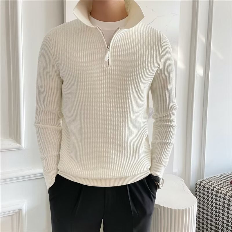 Hank | Men's Zip Up Polo Sweater - Image 4