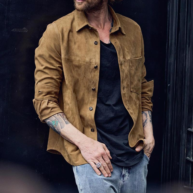 Aaron | Men’s Casual Shirt – Soft Cotton Blend – Relaxed Fit – Long Sleeve Retro Style - Image 2