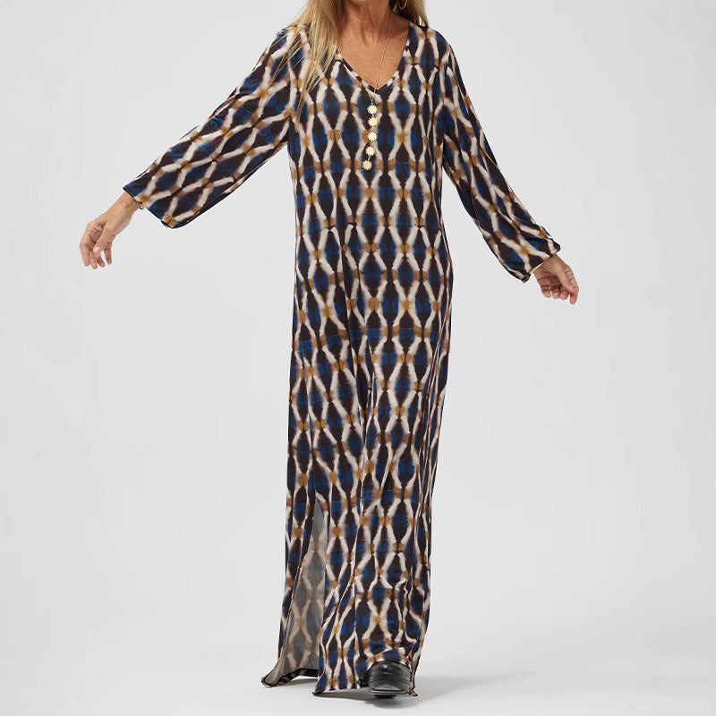 Sloane | Women's Long Sleeve Lightweight Printed Midi Dress - Image 1