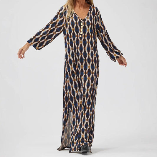 Sloane | Women's Long Sleeve Lightweight Printed Midi Dress - Image 1