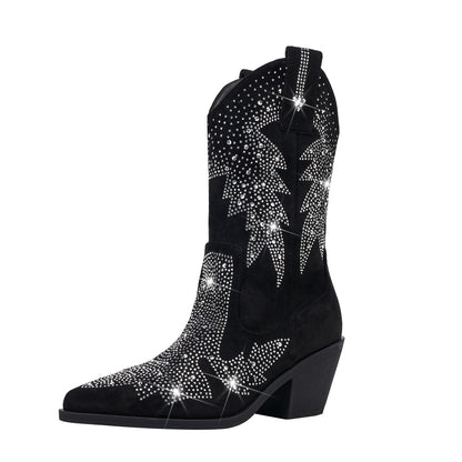 Yvette | Women's Rhinestone Mid Calf Cowboy Boots - Image 6
