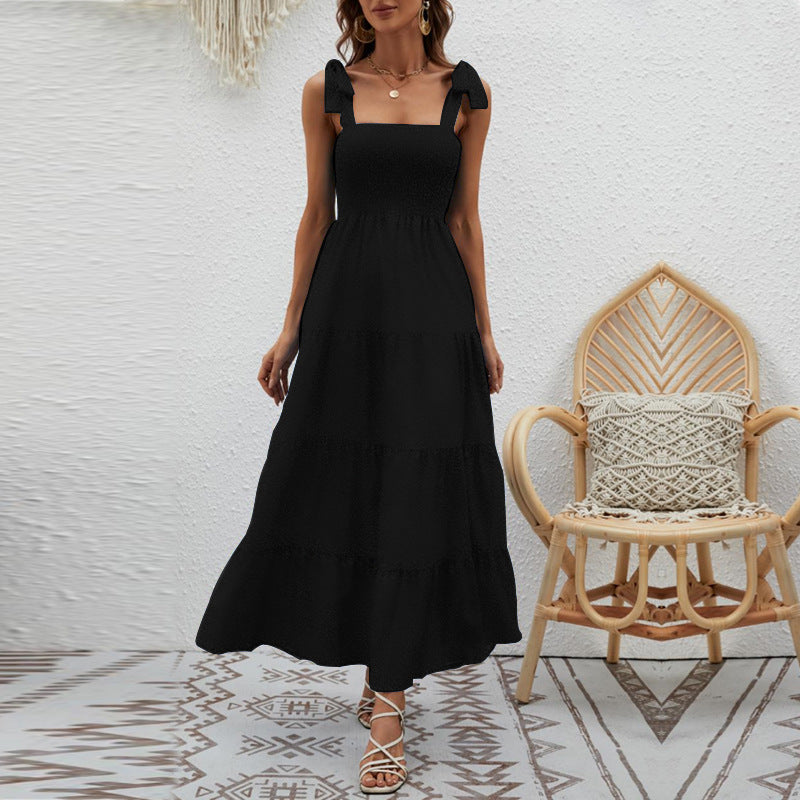 Kay | Women's Maxi Dress – Lightweight Cotton – Fitted Bodice – Adjustable Straps – Layered Skirt - Image 3