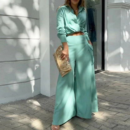 Hannah | Stylish Women's 2-Piece Set with Tailored Blouse and High-Waisted Pants - Image 3