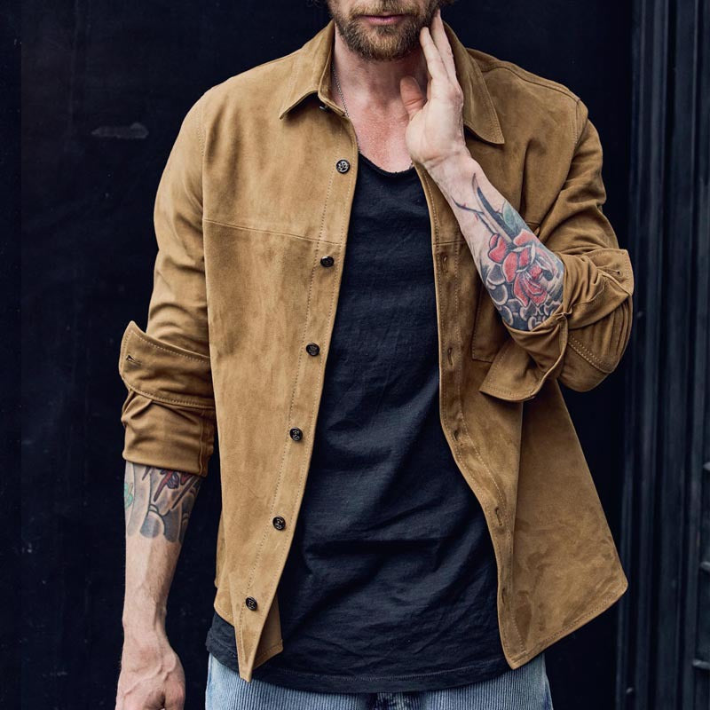 Aaron | Men’s Casual Shirt – Soft Cotton Blend – Relaxed Fit – Long Sleeve Retro Style - Image 1