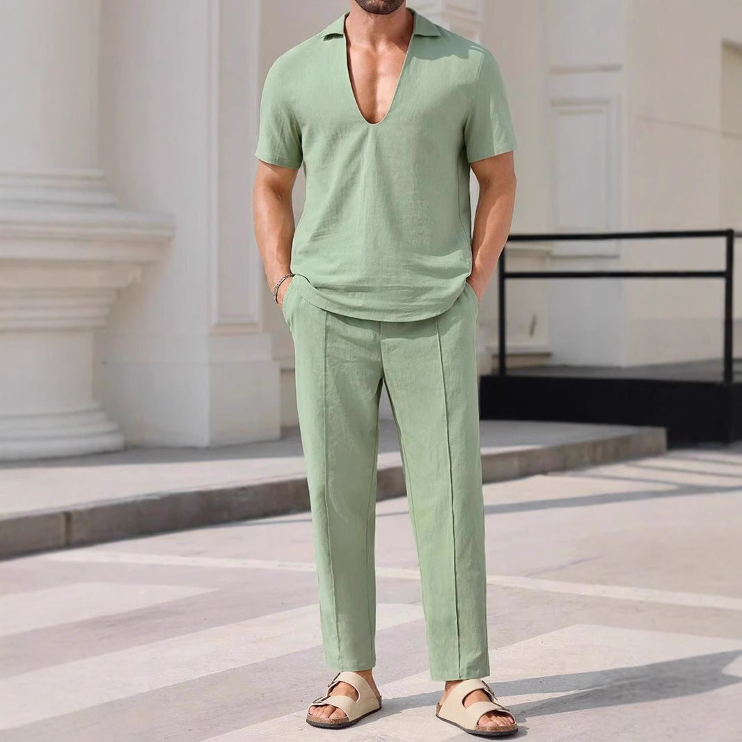 Gage | Stylish Casual Suit Set for Men - Cotton Linen Blend - Image 1