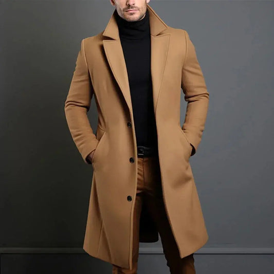 Mason | Men's Long Button Front Coat - Image 1