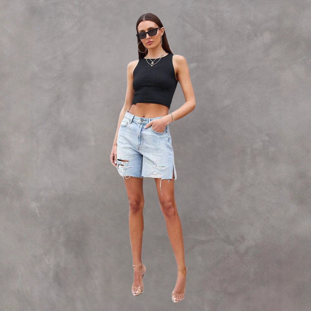 Charlotte | Casual Women’s Denim Shorts with Distressed Details - Image 4