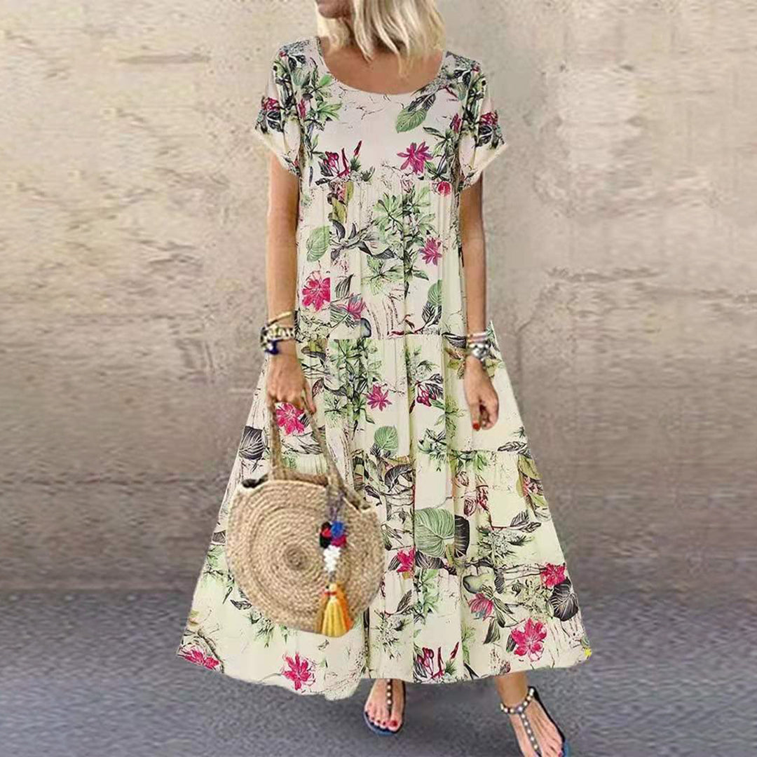 Denise | Elegant A-line Midi Dress with Pockets - Image 2