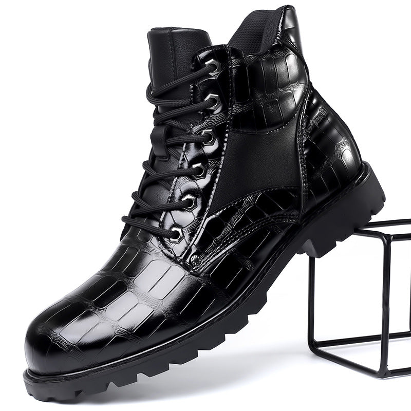 Jamison | Men's Combat Alligator Embossed Ankle Boots - Image 6