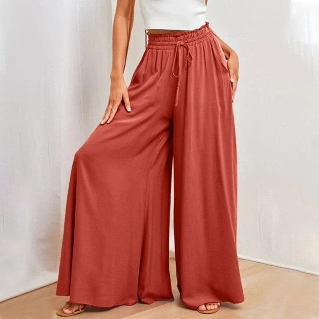 Gabriella | High Waist Elastic Skirt with Drawstring - A-Line - With Pockets - Long and Airy - Image 3