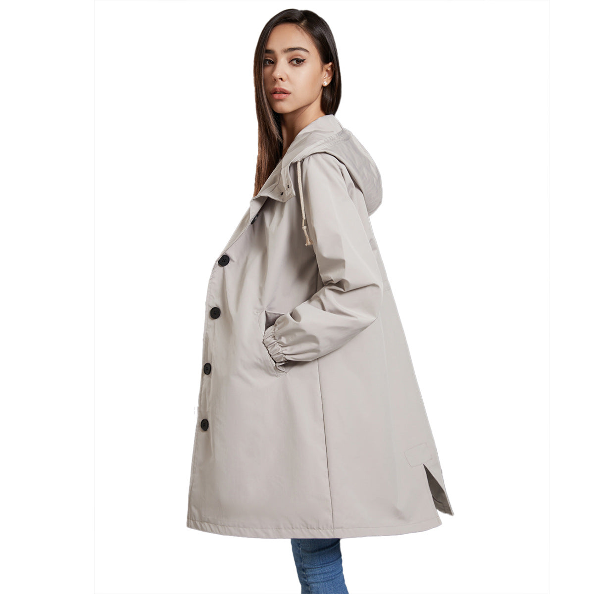 Nia | Women's Hooded A-Line Coat - Image 3