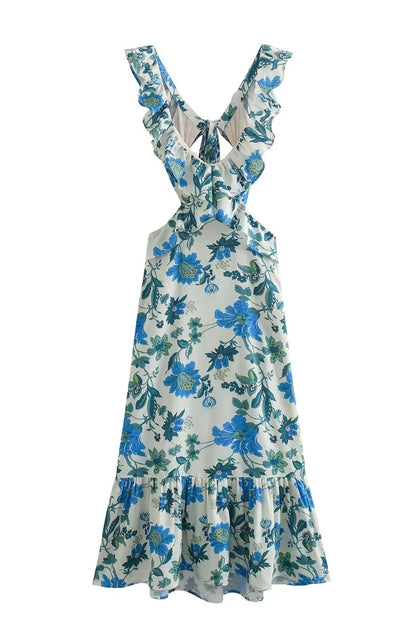 Alma hansen | Elegant Sleeveless Dress with Ruffle Straps – V-Neck Design - Image 5