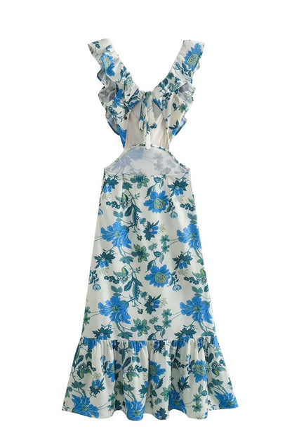 Alma hansen | Elegant Sleeveless Dress with Ruffle Straps – V-Neck Design - Image 6
