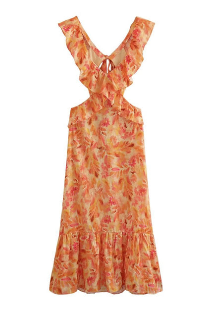 Alma hansen | Elegant Sleeveless Dress with Ruffle Straps – V-Neck Design - Image 7