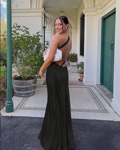 Lucia | Elegant Long Dress with Open Back and Slim Straps - Image 3