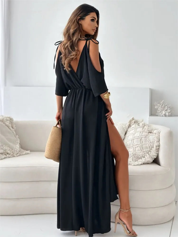 Amy | Elegant Cold-Shoulder Maxi Dress - Image 8