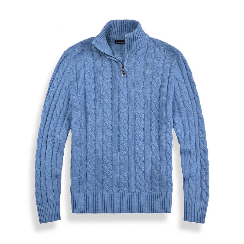 Kris | Men's Quarter-Zip Cable Knit Sweater - Image 7