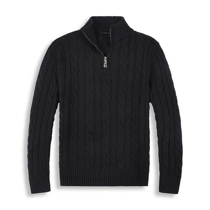 Kris | Men's Quarter-Zip Cable Knit Sweater - Image 9