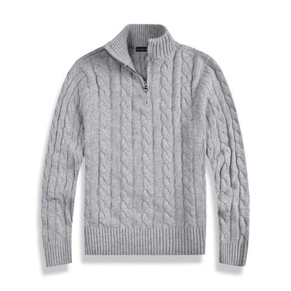 Kris | Men's Quarter-Zip Cable Knit Sweater - Image 6