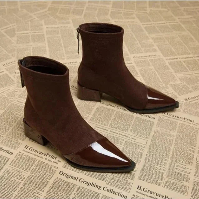 Joyce | Women's Pointed Toe Block Heel Ankle Boots - Image 3