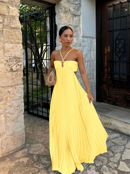Irene | Elegant Pleated Maxi Dress for Any Occasion - Image 3
