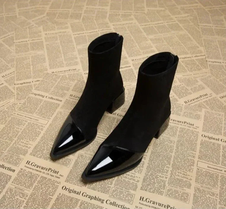 Joyce | Women's Pointed Toe Block Heel Ankle Boots - Image 4