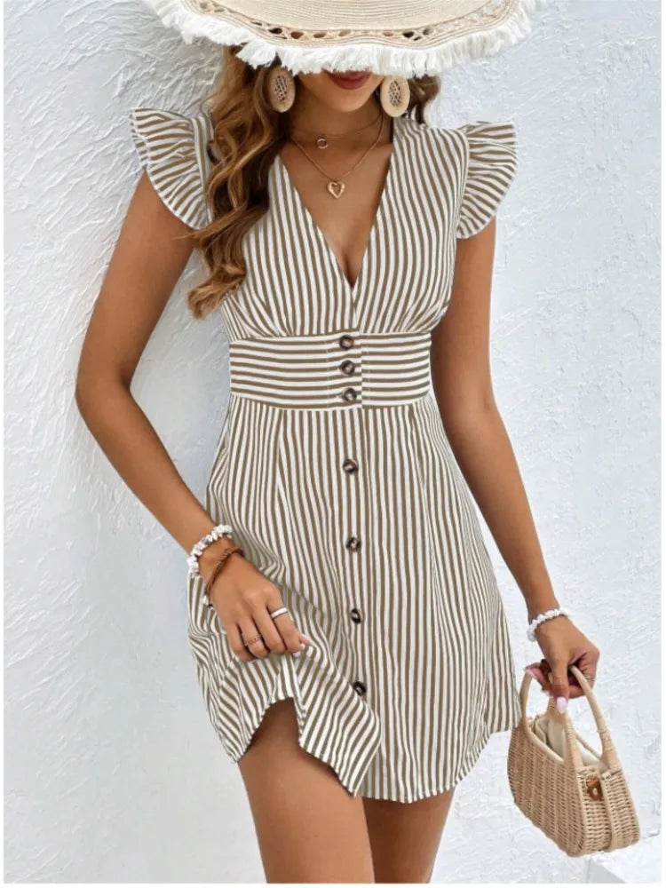 Rebecca | Playful Striped Ruffled Dress - Image 3