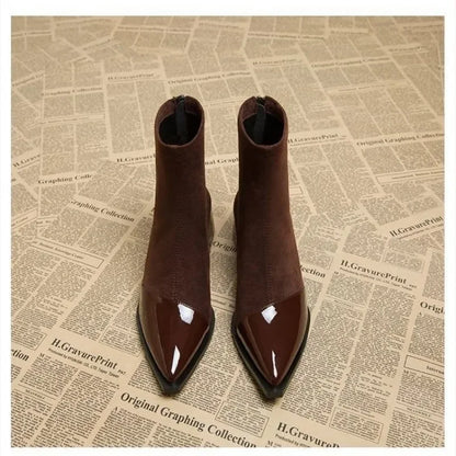 Joyce | Women's Pointed Toe Block Heel Ankle Boots - Image 2