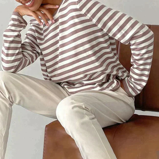 Gail | Striped Cotton Long Sleeve T-Shirt for Women - Image 3