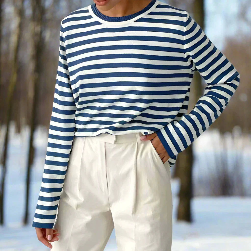 Gail | Striped Cotton Long Sleeve T-Shirt for Women - Image 4