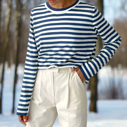 Gail | Striped Cotton Long Sleeve T-Shirt for Women - Image 4