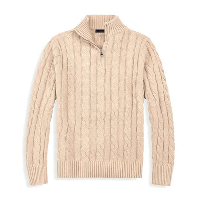 Kris | Men's Quarter-Zip Cable Knit Sweater - Image 10