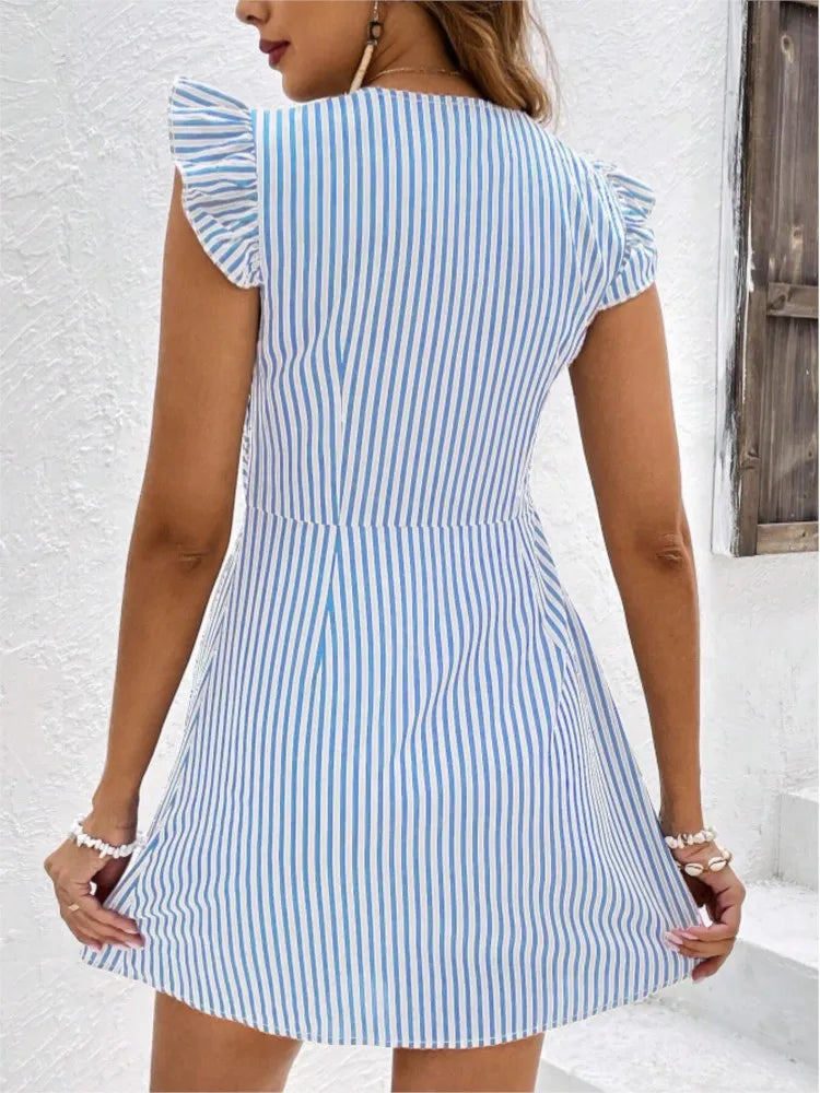 Rebecca | Playful Striped Ruffled Dress - Image 5