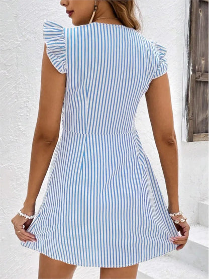 Rebecca | Playful Striped Ruffled Dress - Image 5