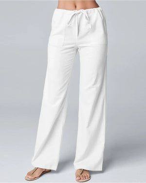 Brianna | High Waist Cotton Linen Blend Trousers for Effortless Style