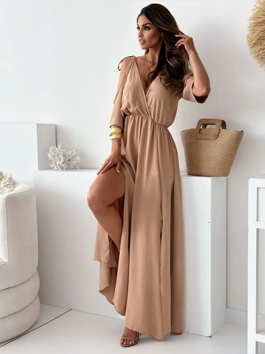 Amy | Elegant Cold-Shoulder Maxi Dress - Image 2
