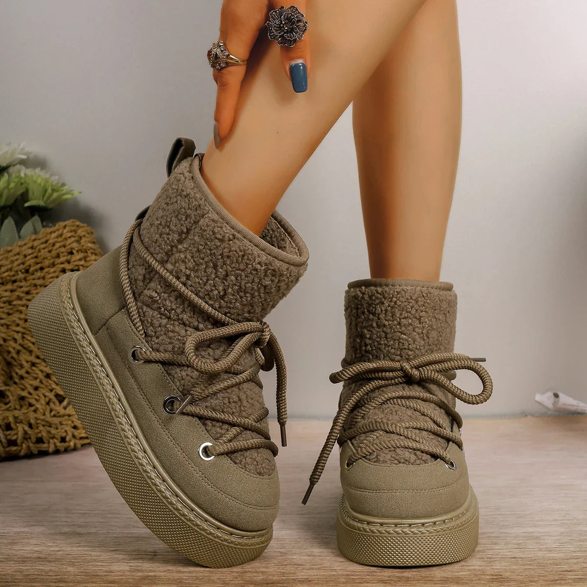 Leanne | Women's Lace-Up Platform Ankle Boots - Image 4