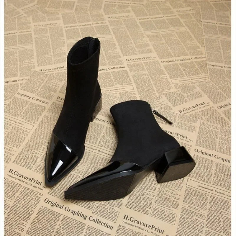 Joyce | Women's Pointed Toe Block Heel Ankle Boots - Image 5