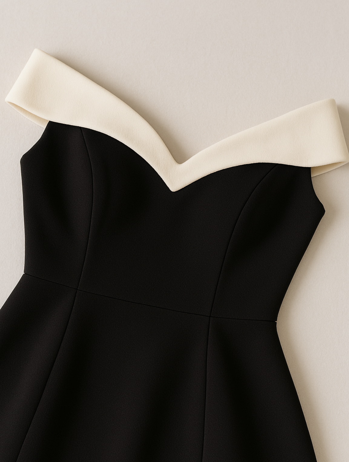 Heather | Timeless Off-Shoulder Contrast Minidress - Image 3