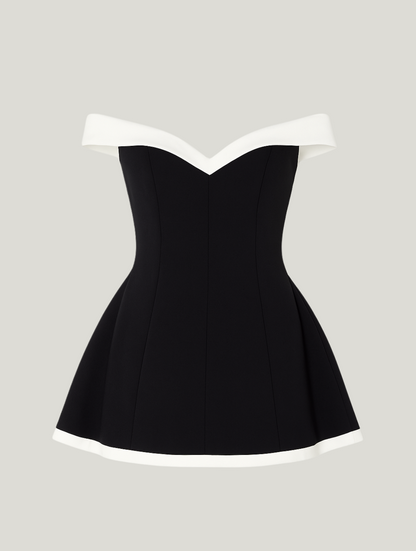 Heather | Timeless Off-Shoulder Contrast Minidress - Image 5
