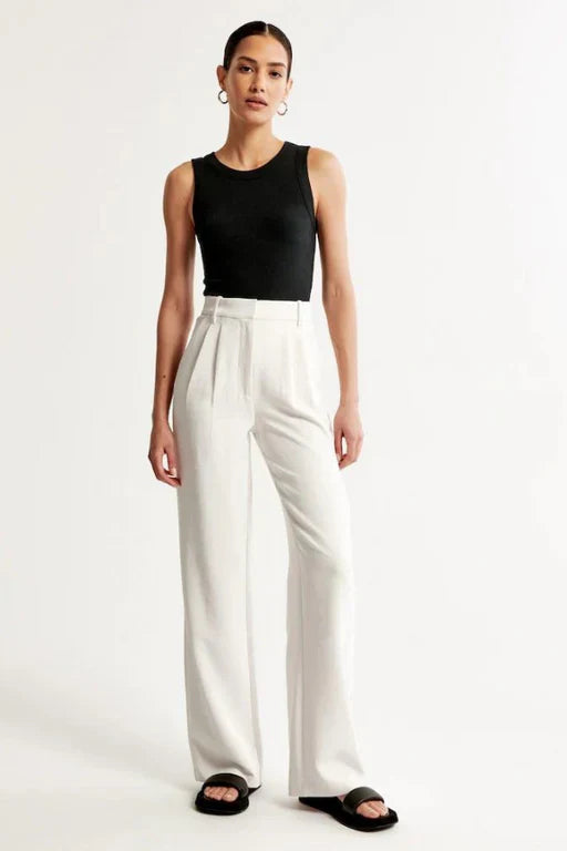 Sally | Elegant Tailored White Pants for Every Occasion - Image 1