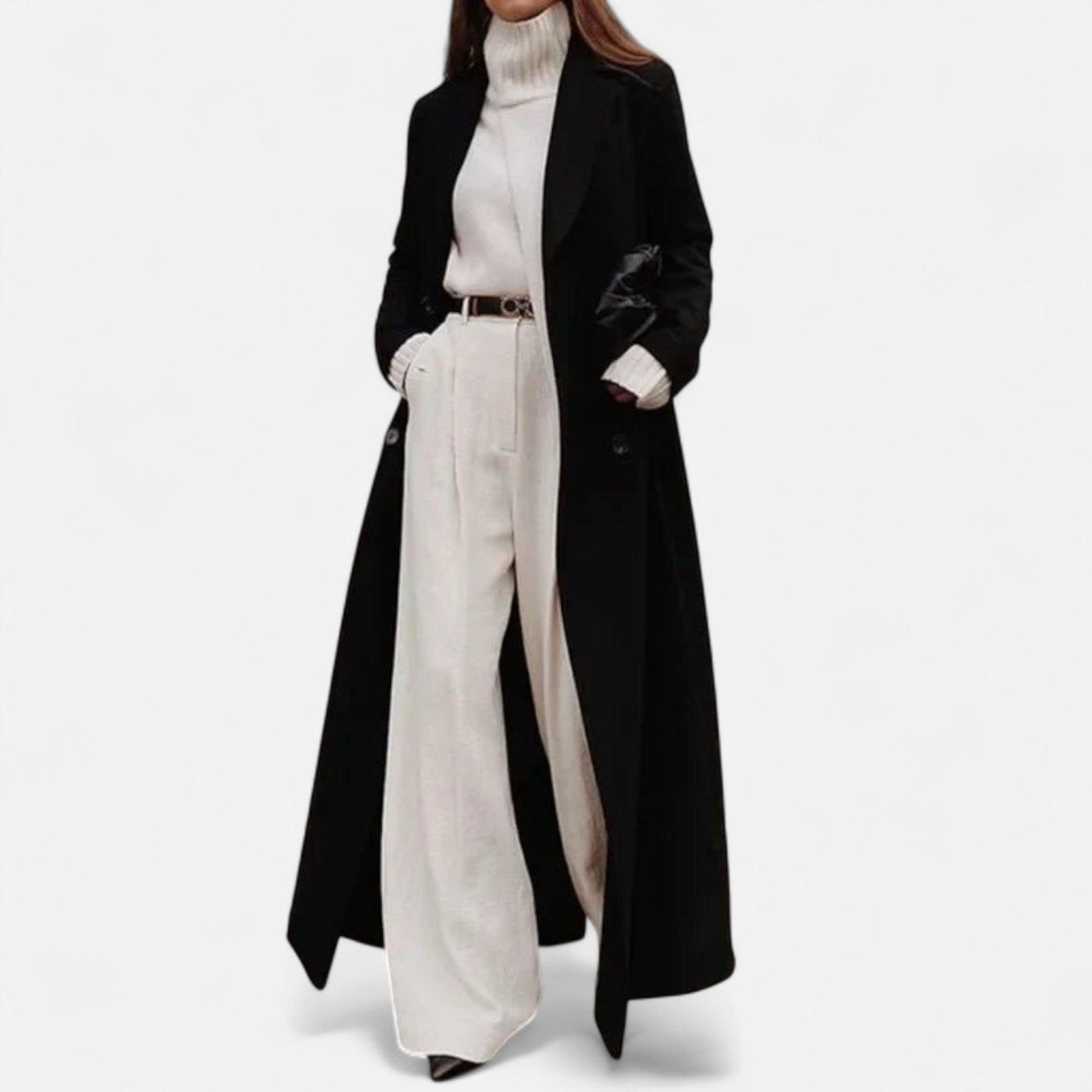 Rita | Women's Long Double-Breasted Coat - Image 2