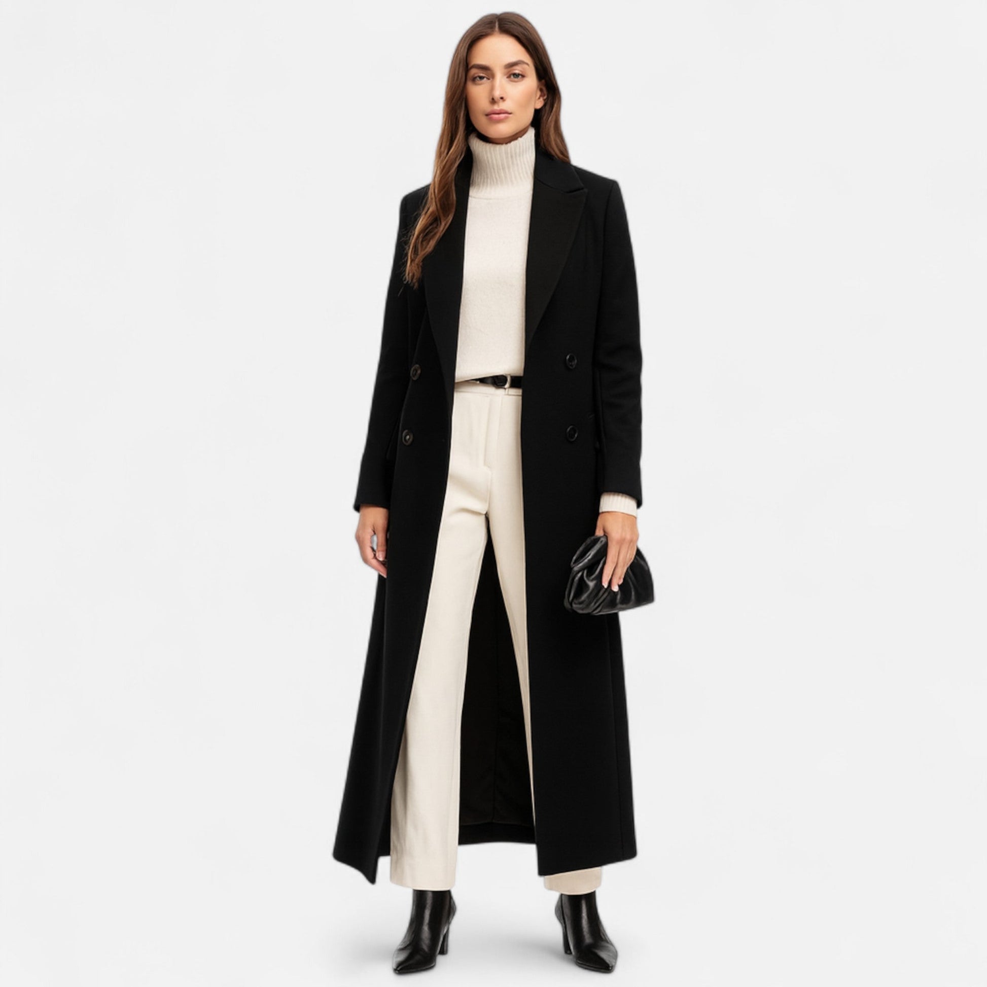 Rita | Women's Long Double-Breasted Coat - Image 3