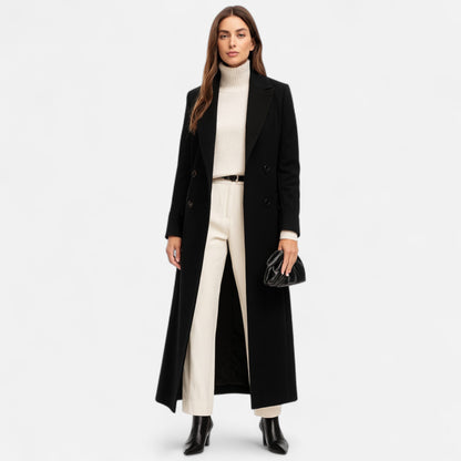 Rita | Women's Long Double-Breasted Coat - Image 3