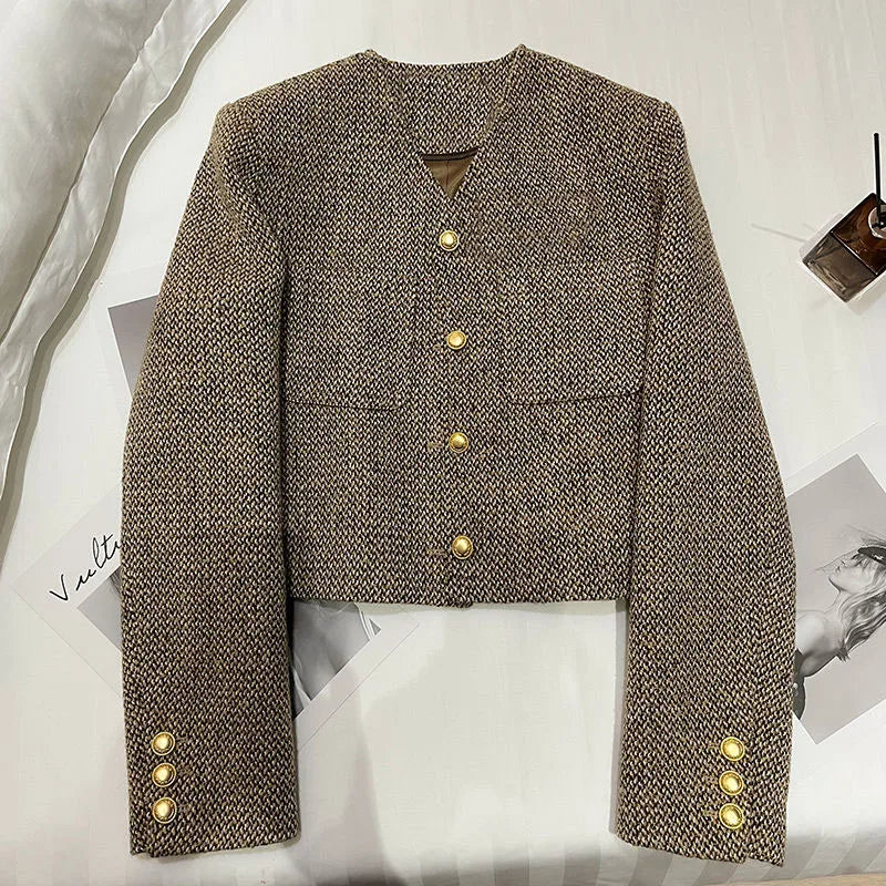 Gina | Women's Cropped Collarless Jacket - Image 2