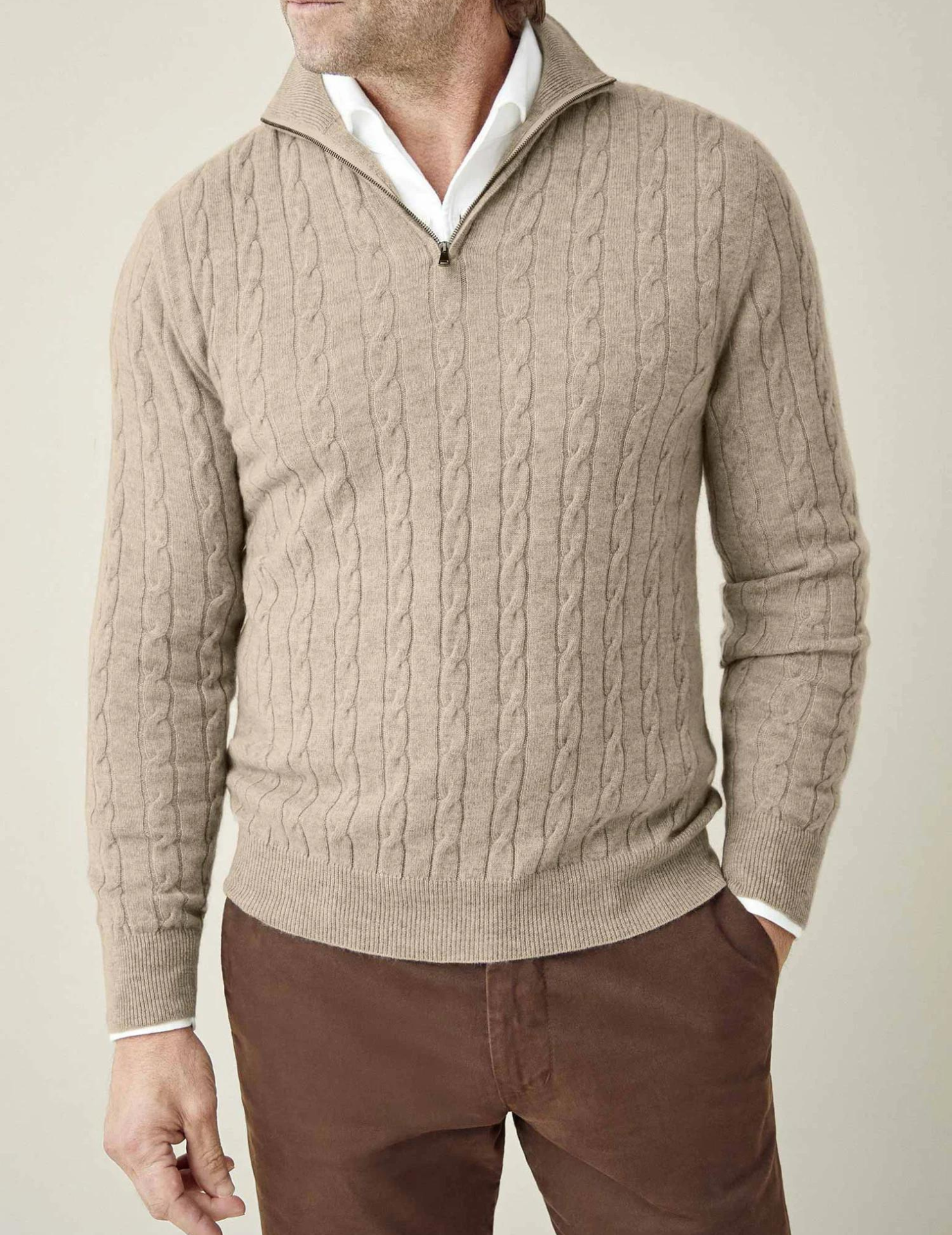 Dawson | Men's Quarter Zip Cable Knit Sweater - Image 11
