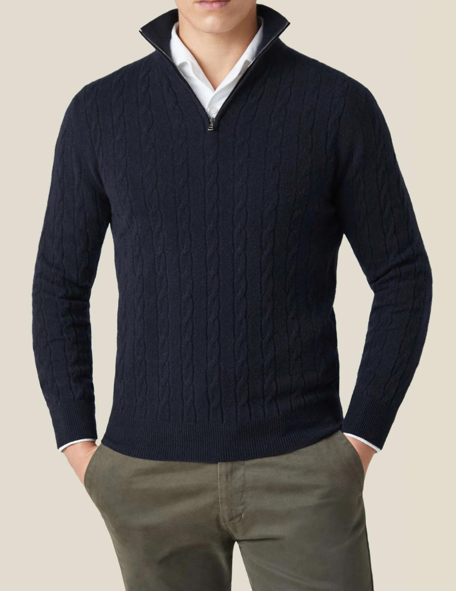 Dawson | Men's Quarter Zip Cable Knit Sweater - Image 3